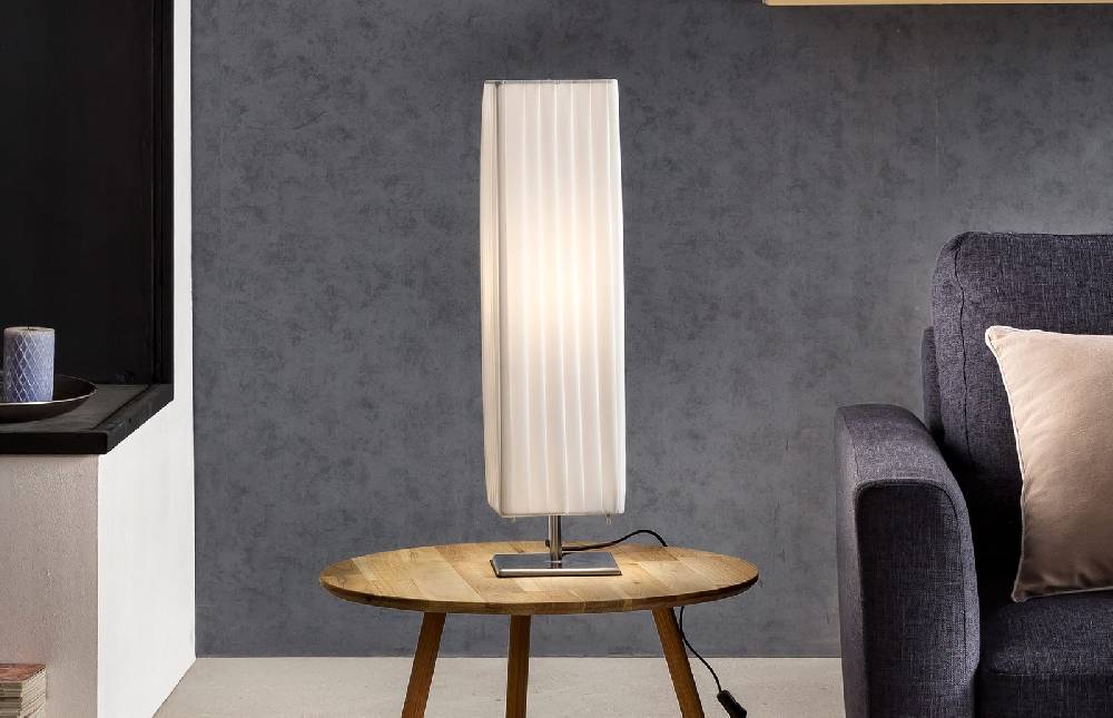 Salesfever Tischlampe quadratisch 60 cm Tischleuchte weiß im Art Deco Design PARTO Black Friday Preise