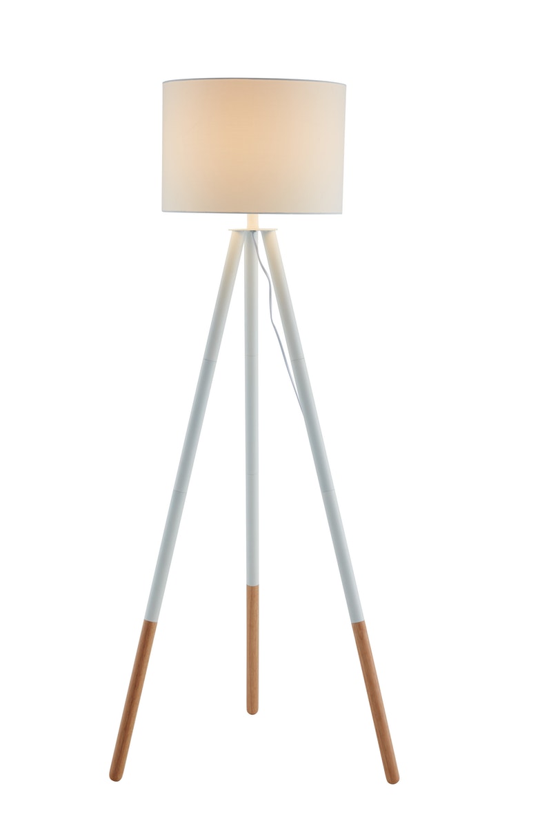 Salesfever Stilvolle Weiß / Eiche Stehlampe Tripod Online