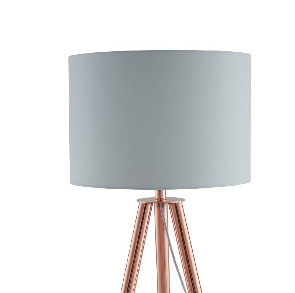 Salesfever Stilvolle Kupfer / Eiche Stehlampe Tripod Auslauf