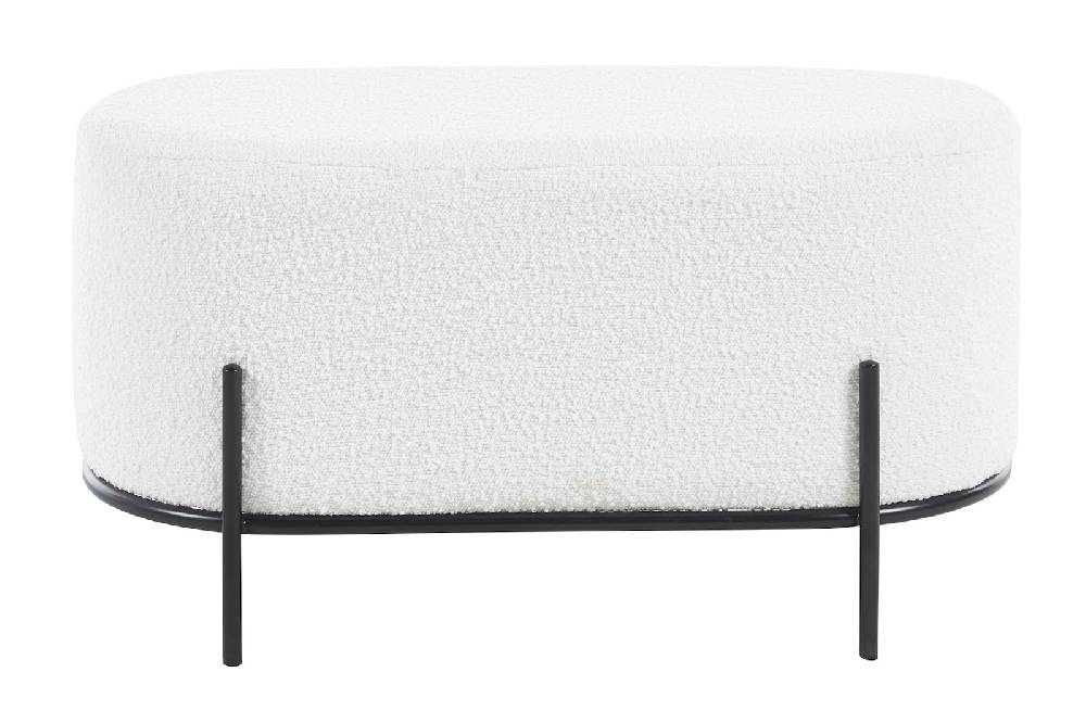 Salesfever Polsterhocker Bouclé Stoff Weiß Ottie