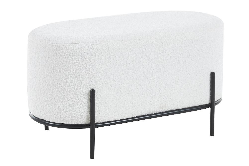 Salesfever Polsterhocker Bouclé Stoff Weiß Ottie Verkauf