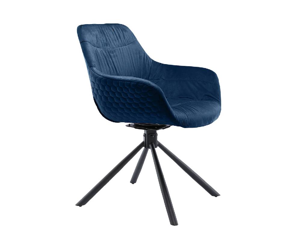 Salesfever Armlehnstuhl mit Wabensteppung Samt Blau Harvey Versandkostenfrei