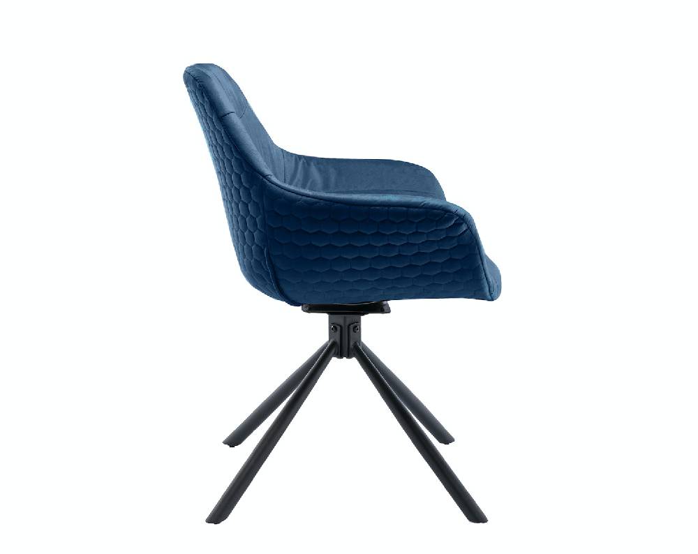 Salesfever Armlehnstuhl mit Wabensteppung Samt Blau Harvey Versandkostenfrei