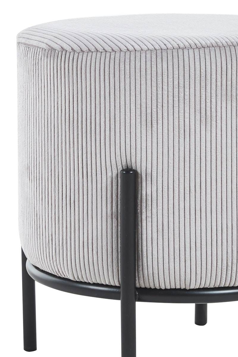 Salesfever Polsterhocker Ø35 cm Cord Optik Hellgrau Cosy Flash Sale