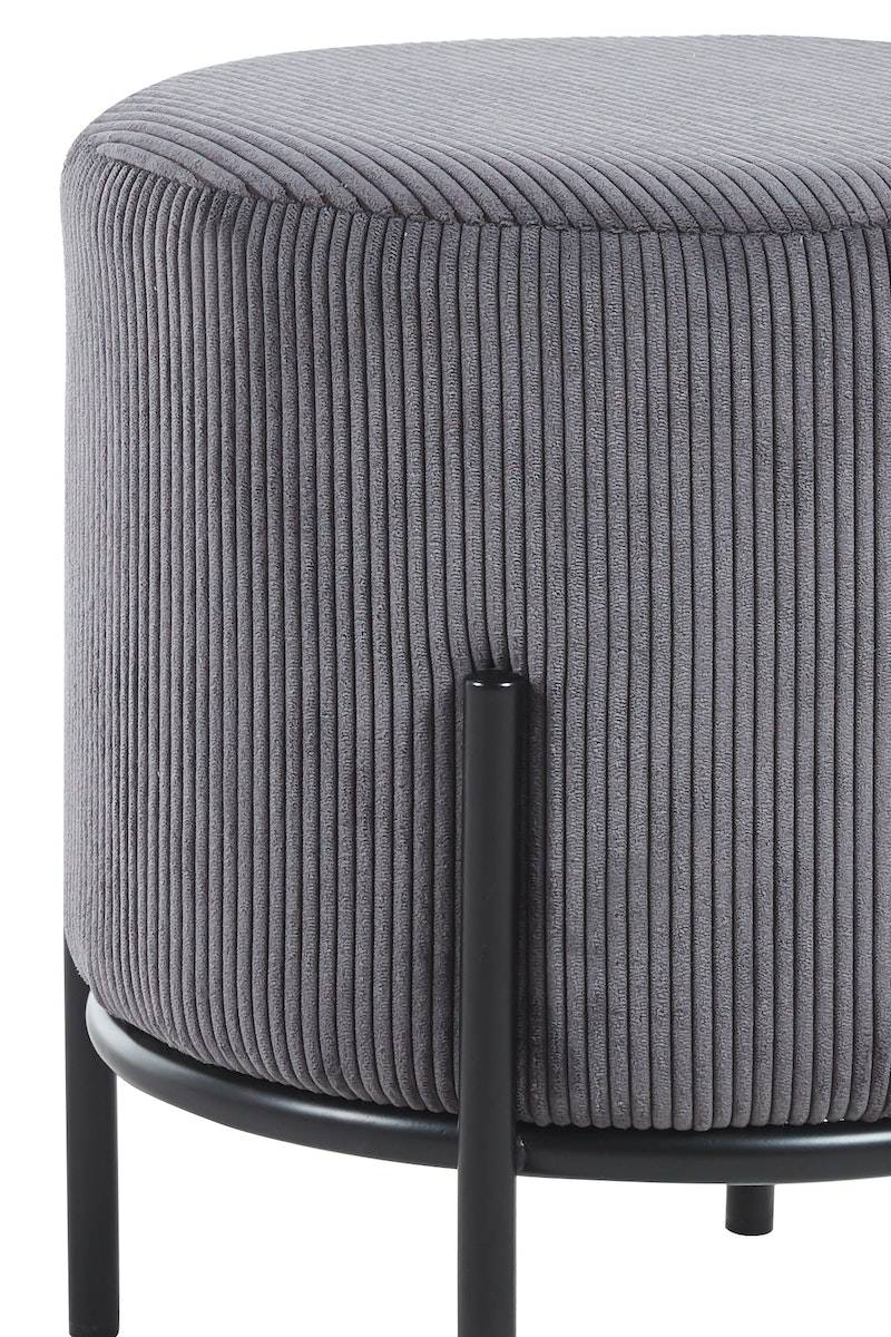 Salesfever Polsterhocker Ø35 cm Cord Optik Grau Cosy Begrenztes Angebot