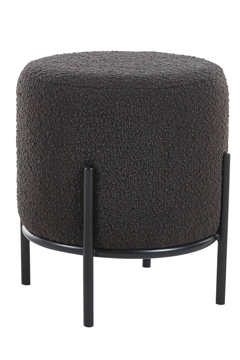 Salesfever Polsterhocker Ø35 cm Bouclé Stoff Anthrazit Cosy Online Shopping