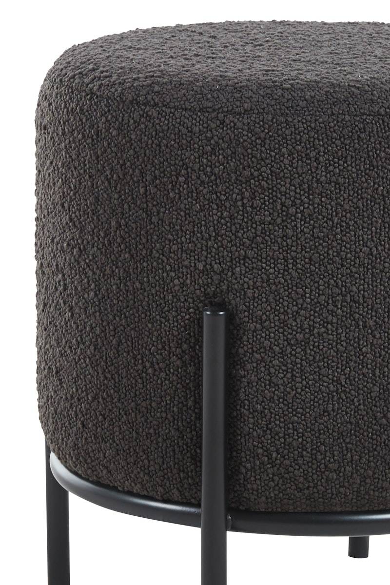 Salesfever Polsterhocker Ø35 cm Bouclé Stoff Anthrazit Cosy Online Shopping
