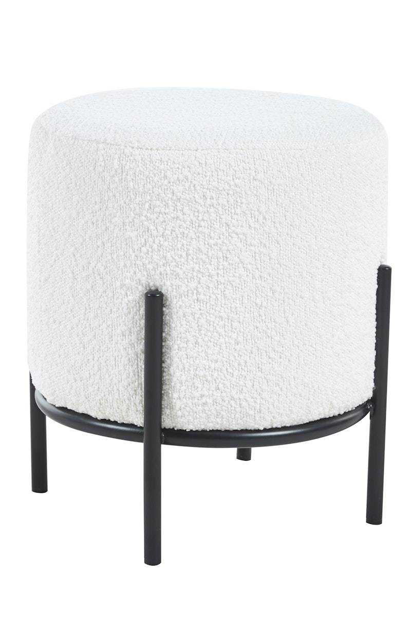 Salesfever Polsterhocker Ø35 cm Bouclé Stoff Weiß Cosy Black Friday