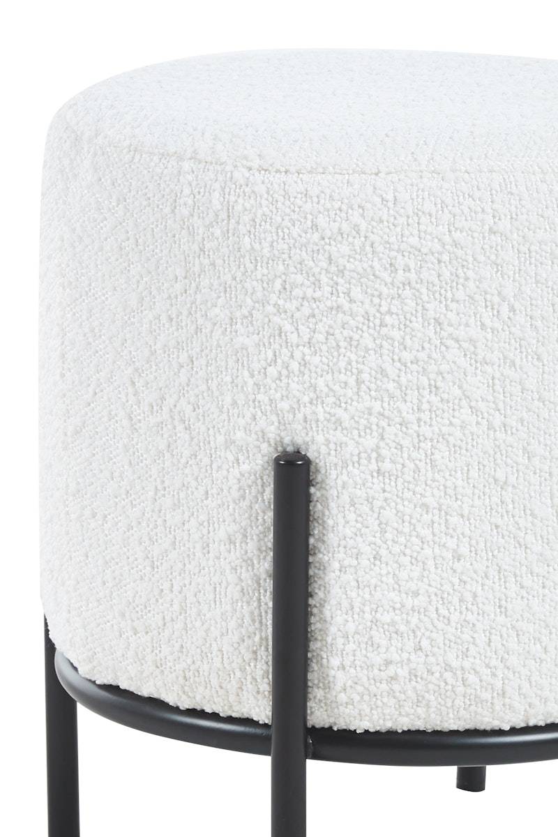 Salesfever Polsterhocker Ø35 cm Bouclé Stoff Weiß Cosy Black Friday