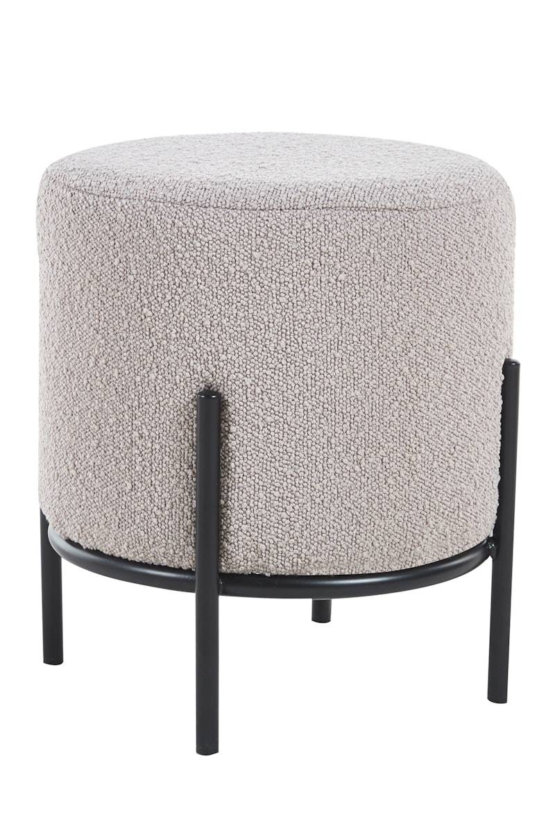 Salesfever Polsterhocker Ø35 cm Bouclé Stoff Taupe Cosy Cyber Monday