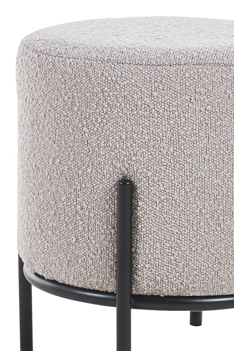 Salesfever Polsterhocker Ø35 cm Bouclé Stoff Taupe Cosy Cyber Monday