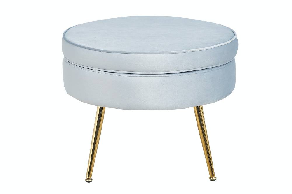 Salesfever Sitzpouf Hellgrau rund aus Samt Arielle Weihnachtsangebot