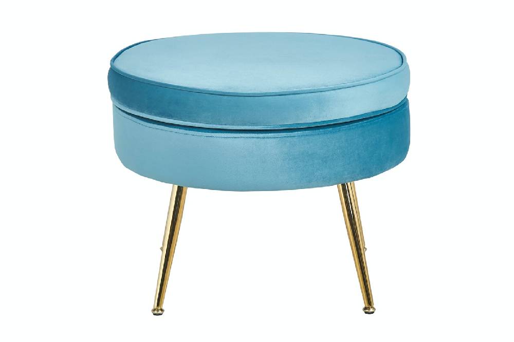 Salesfever Sitzpouf Blau rund aus Samt Arielle Osterangebot