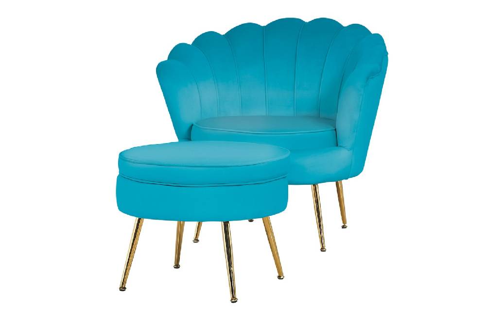 Salesfever Sitzpouf Blau rund aus Samt Arielle Osterangebot