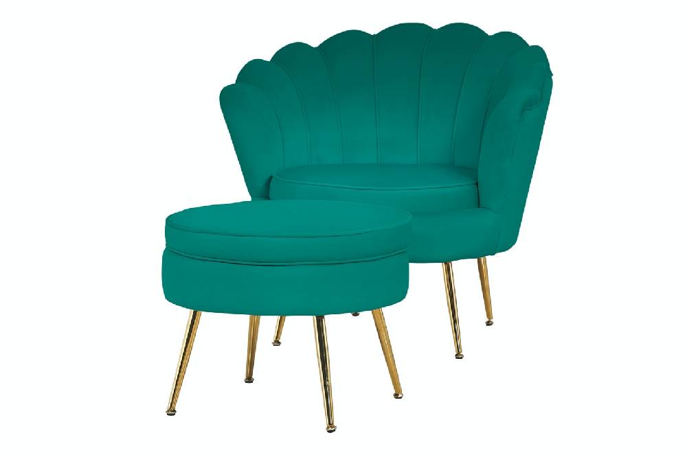 Salesfever Sitzpouf Grün rund aus Samt Arielle Valentinstagsangebot