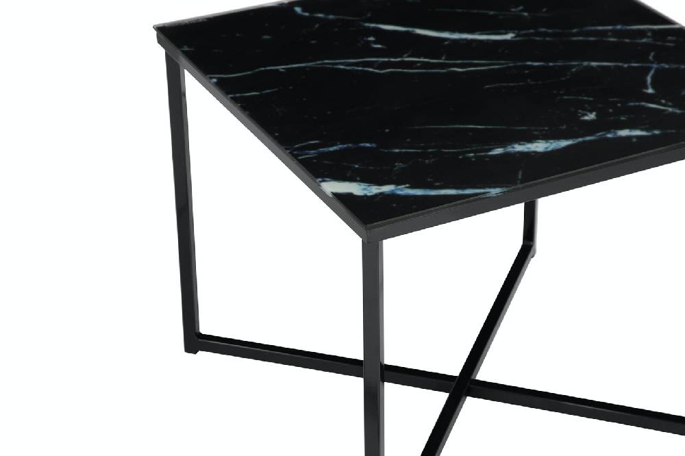 Salesfever Beistelltisch Schwarz 50x50x42 cm Marmoroptik Dalia Jubiläumsangebot