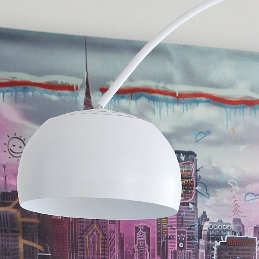 Salesfever Bogenlampe weiß lackiert Big Deal mit Marmorfuß Lagerräumung