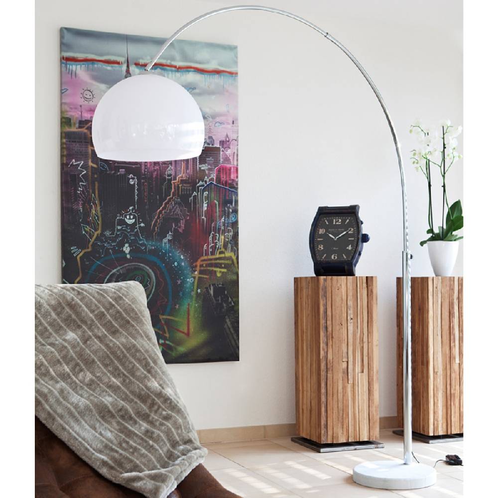 Salesfever Bogenlampe weiß Big Deal mit Marmorfuß Heißer Verkauf