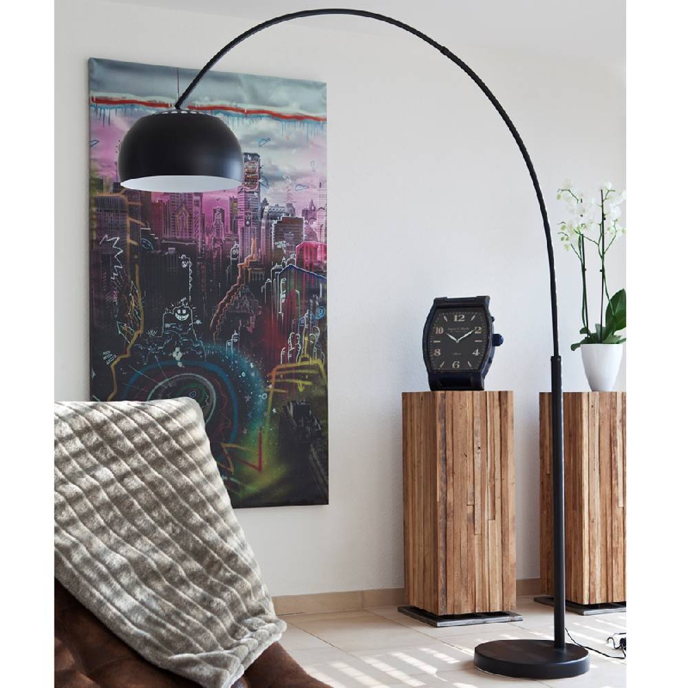Salesfever Bogenlampe schwarz lackiert Big Deal mit Marmorfuß Top Angebot
