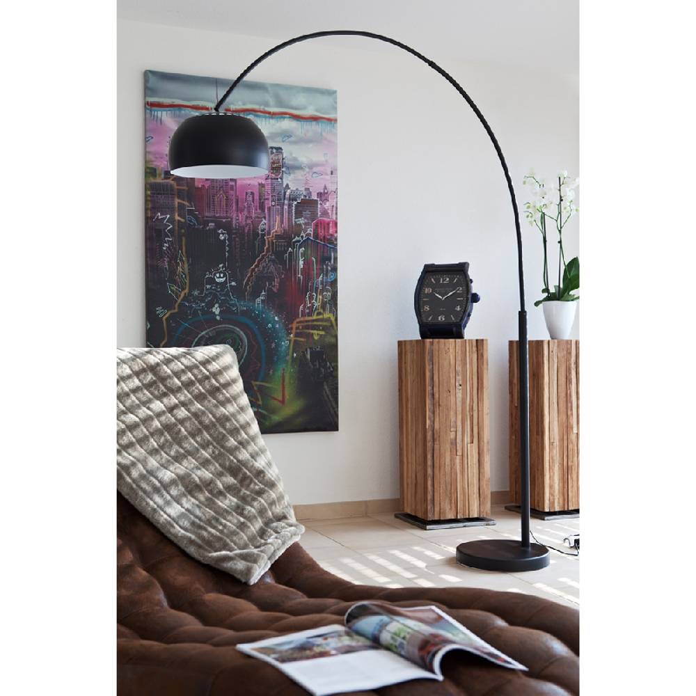 Salesfever Bogenlampe schwarz lackiert Big Deal mit Marmorfuß Top Angebot