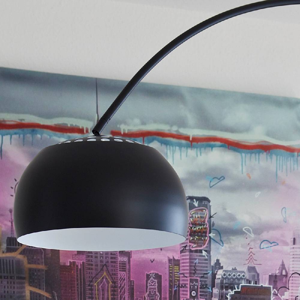 Salesfever Bogenlampe schwarz lackiert Big Deal mit Marmorfuß Top Angebot