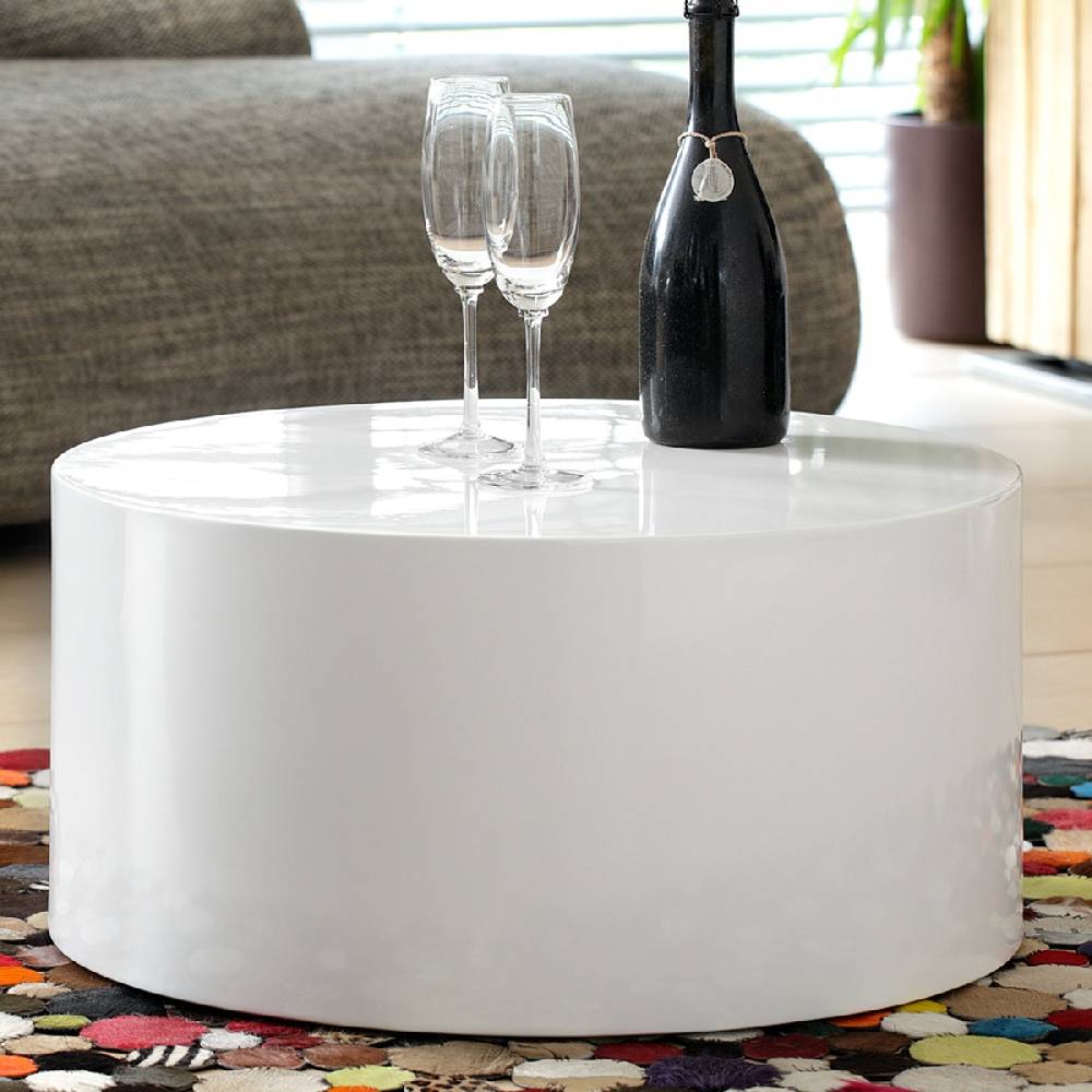 Salesfever Couchtisch weiß 60 cm rund Kubus Hochglanz Exklusive Angebote