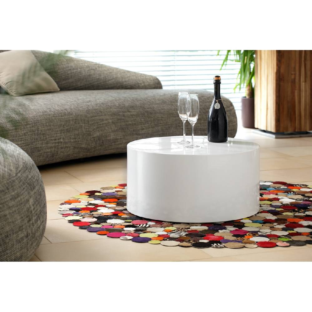 Salesfever Couchtisch weiß 60 cm rund Kubus Hochglanz Exklusive Angebote