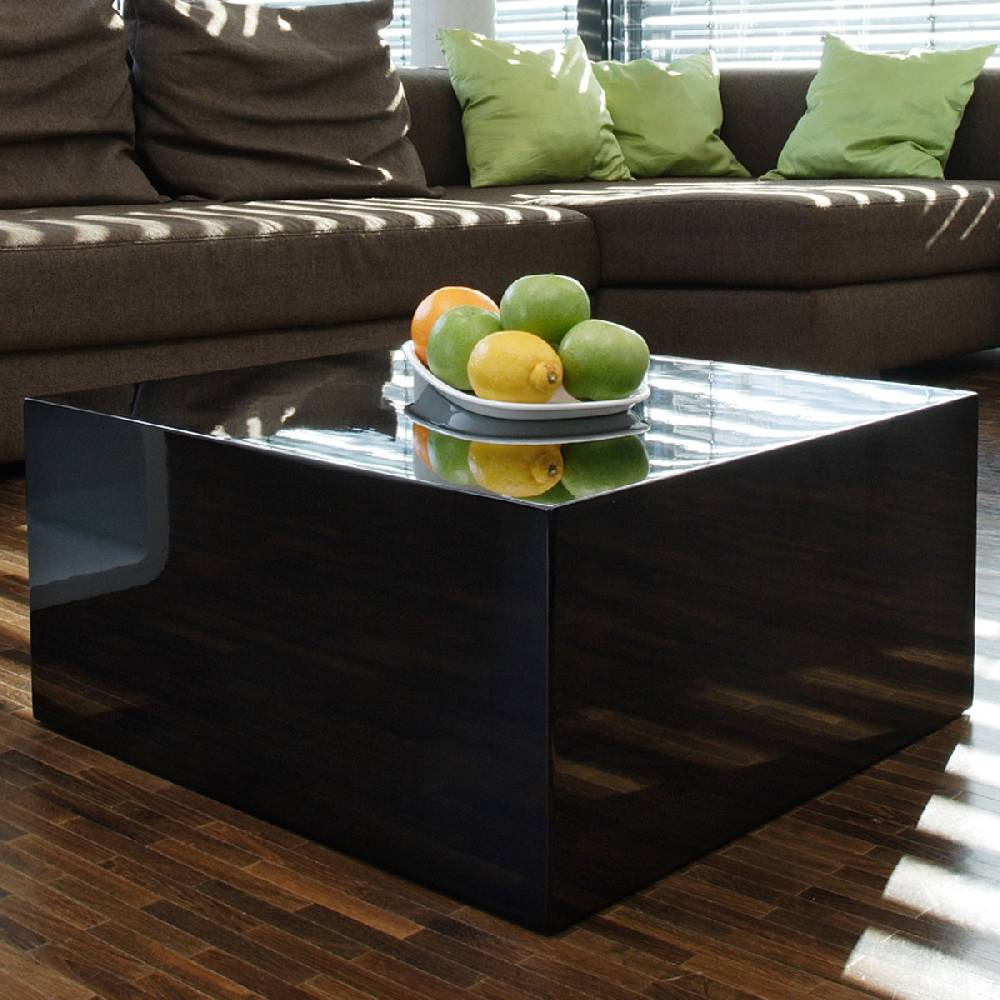 Salesfever Couchtisch schwarz 60 cm quadratisch Kubus Hochglanz Blitzangebot