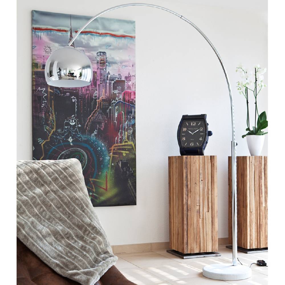 Salesfever Bogenlampe chrom Big Deal mit Marmorfuß Letzte 3 Tage