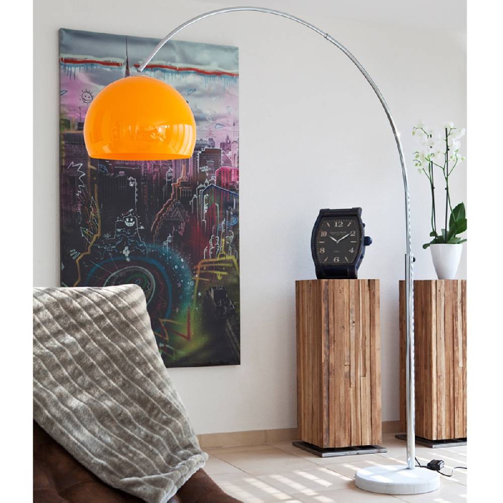 Salesfever Bogenlampe orange Big Deal mit Marmorfuß Riesige Rabatte