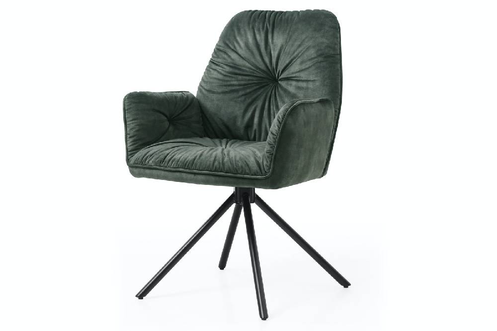 Salesfever Armlehnstuhl Dunkelgrün mit 360° Drehfunktion Vintage-Samtvelours Nova