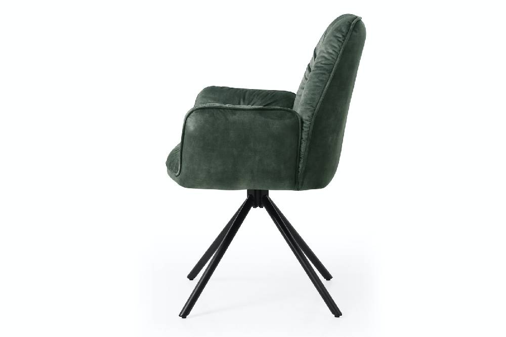 Salesfever Armlehnstuhl Dunkelgrün mit 360° Drehfunktion Vintage-Samtvelours Nova Begrenzt auf 3 Tage