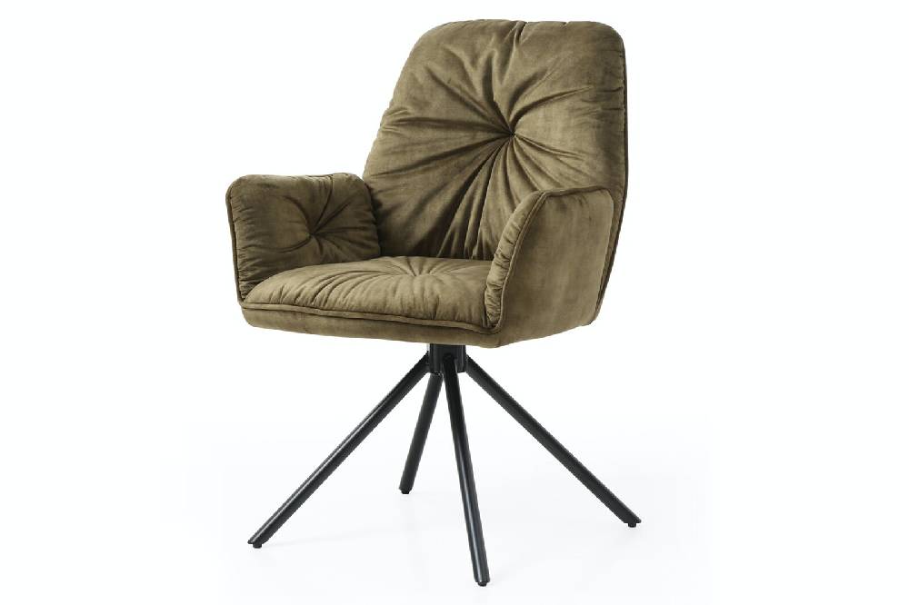 Salesfever Armlehnstuhl Grün mit 360° Drehfunktion Vintage-Samtvelours Nova Speichern exportieren