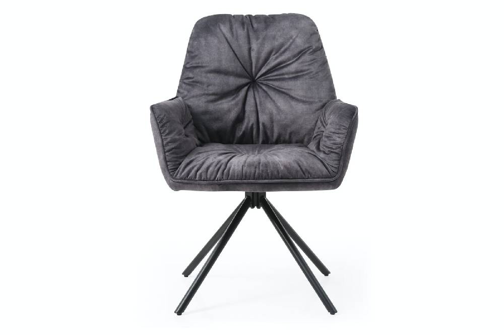 Salesfever Armlehnstuhl Schwarz mit 360° Drehfunktion Vintage-Samtvelours Nova