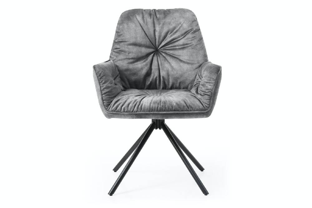 Salesfever Armlehnstuhl Grau mit 360° Drehfunktion Vintage-Samtvelours Nova