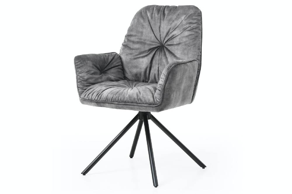 Salesfever Armlehnstuhl Grau mit 360° Drehfunktion Vintage-Samtvelours Nova zollfrei