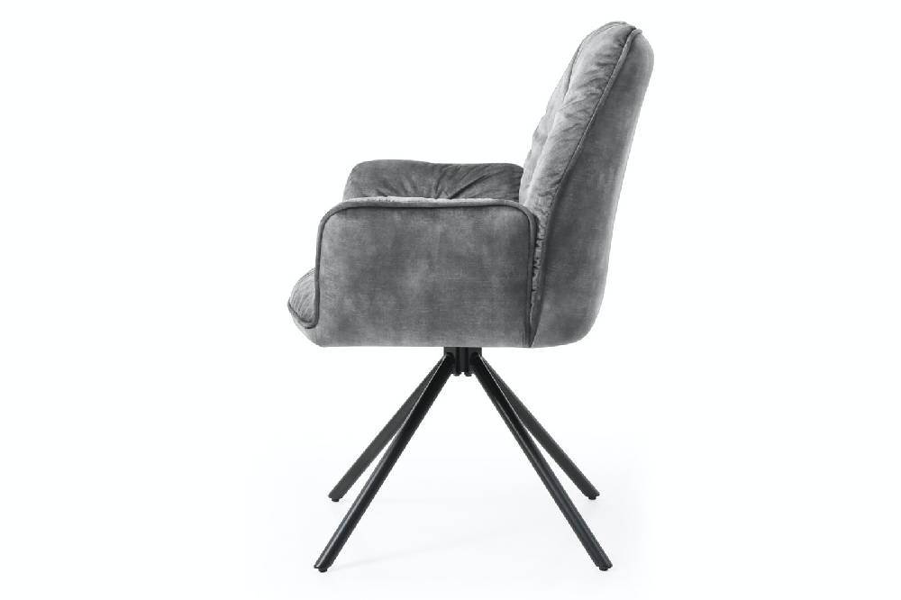 Salesfever Armlehnstuhl Grau mit 360° Drehfunktion Vintage-Samtvelours Nova zollfrei