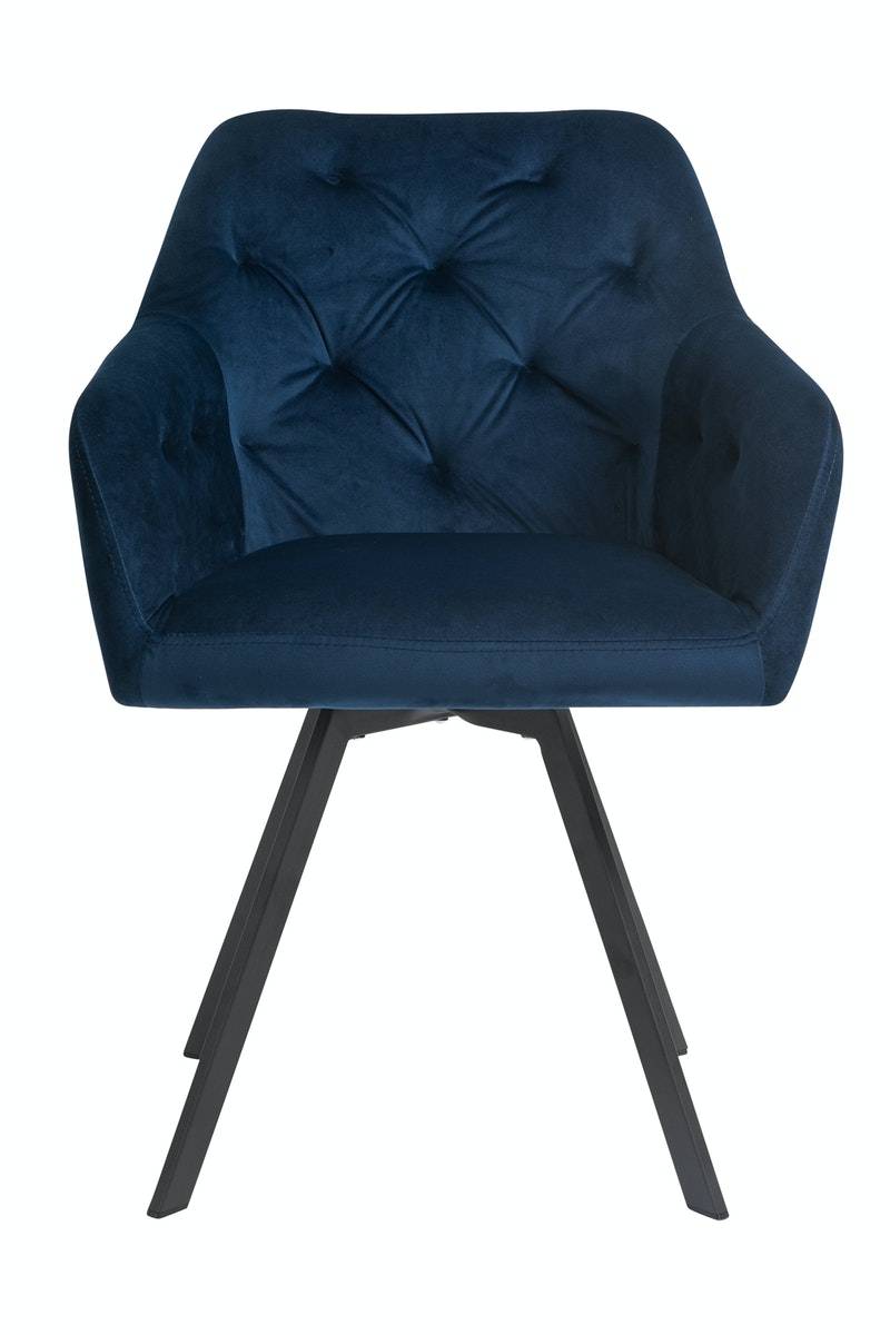 Salesfever Armlehnstuhl Blau mit 360° Drehfunktion Samtbezug Fiona Auslauf
