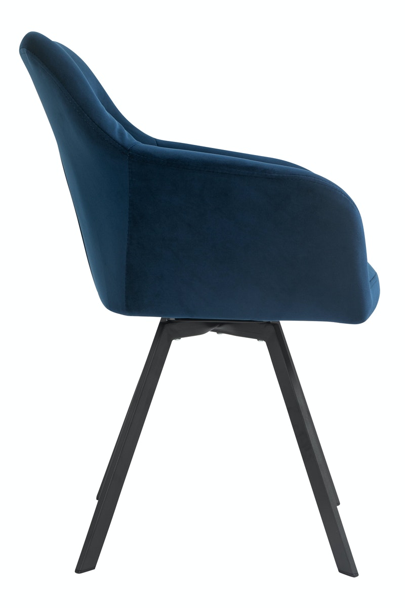 Salesfever Armlehnstuhl Blau mit 360° Drehfunktion Samtbezug Fiona Auslauf