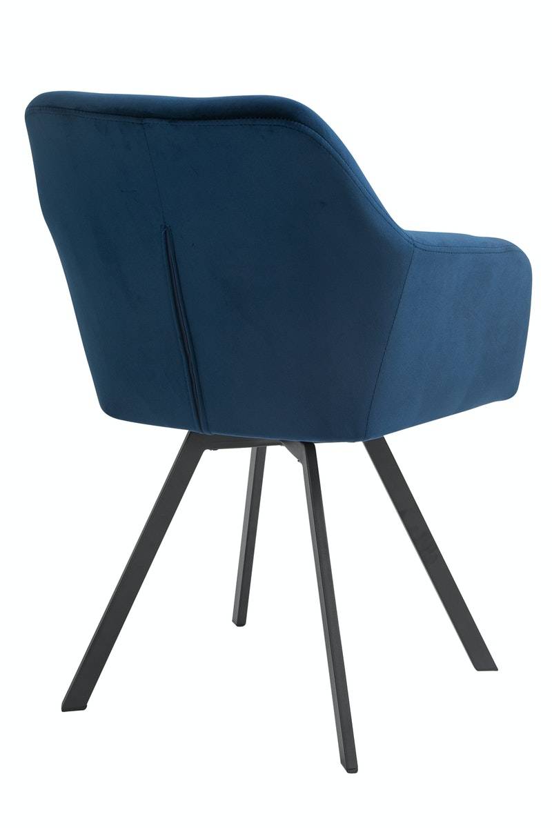 Salesfever Armlehnstuhl Blau mit 360° Drehfunktion Samtbezug Fiona Auslauf