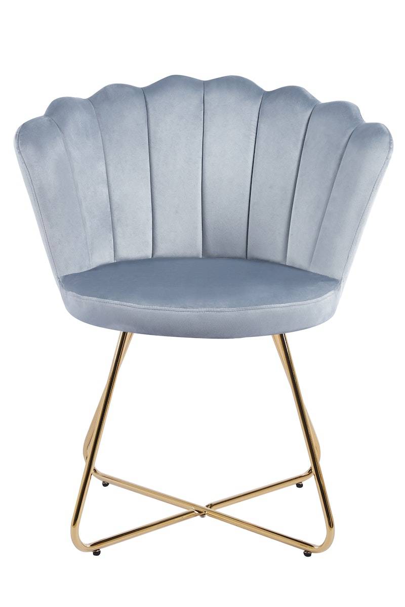 Salesfever Muschelstuhl aus Samt 2er Set Hellgrau Arielle Fabrikpreis
