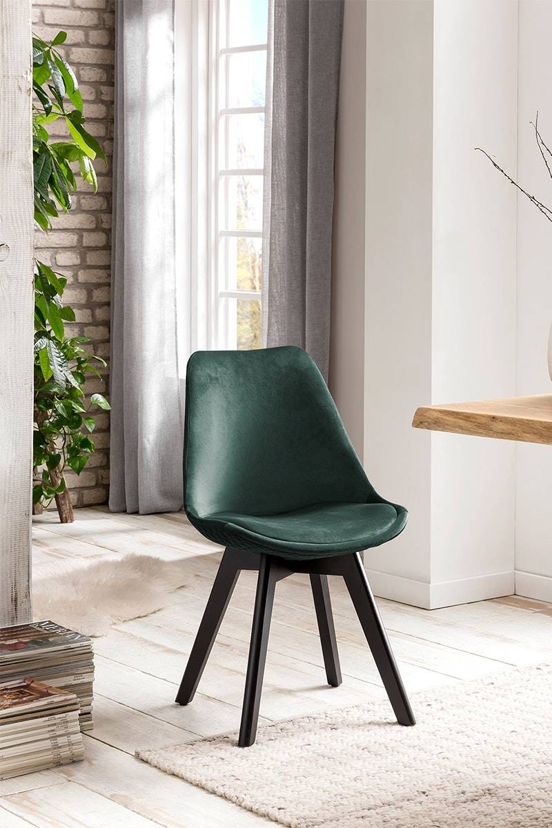 Salesfever Esszimmerstuhl grün 2er Set Samt mit Steppung und Sitzkissen Cleo Flash Sale
