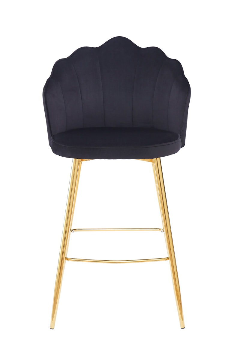 Salesfever Barhocker Schwarz Muscheldesign 2er Set aus Samt Arielle Weihnachtsangebot