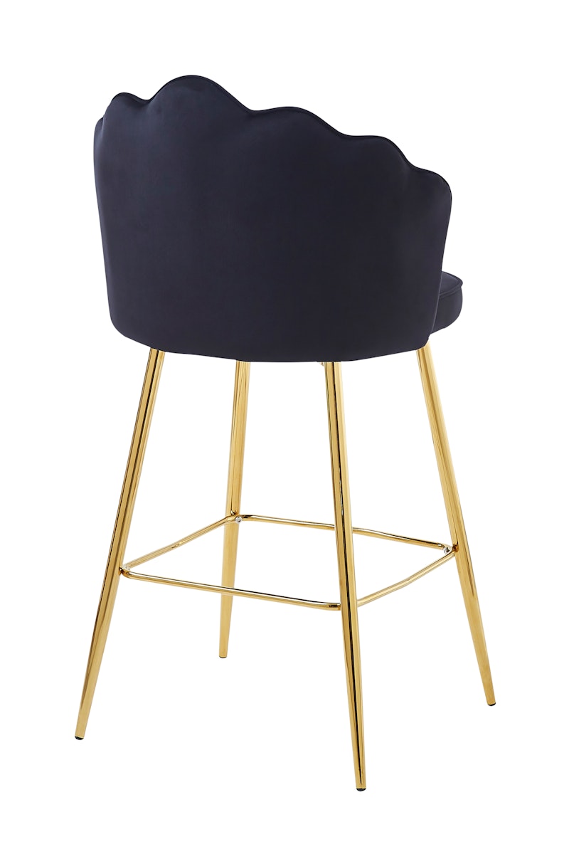 Salesfever Barhocker Schwarz Muscheldesign 2er Set aus Samt Arielle Weihnachtsangebot