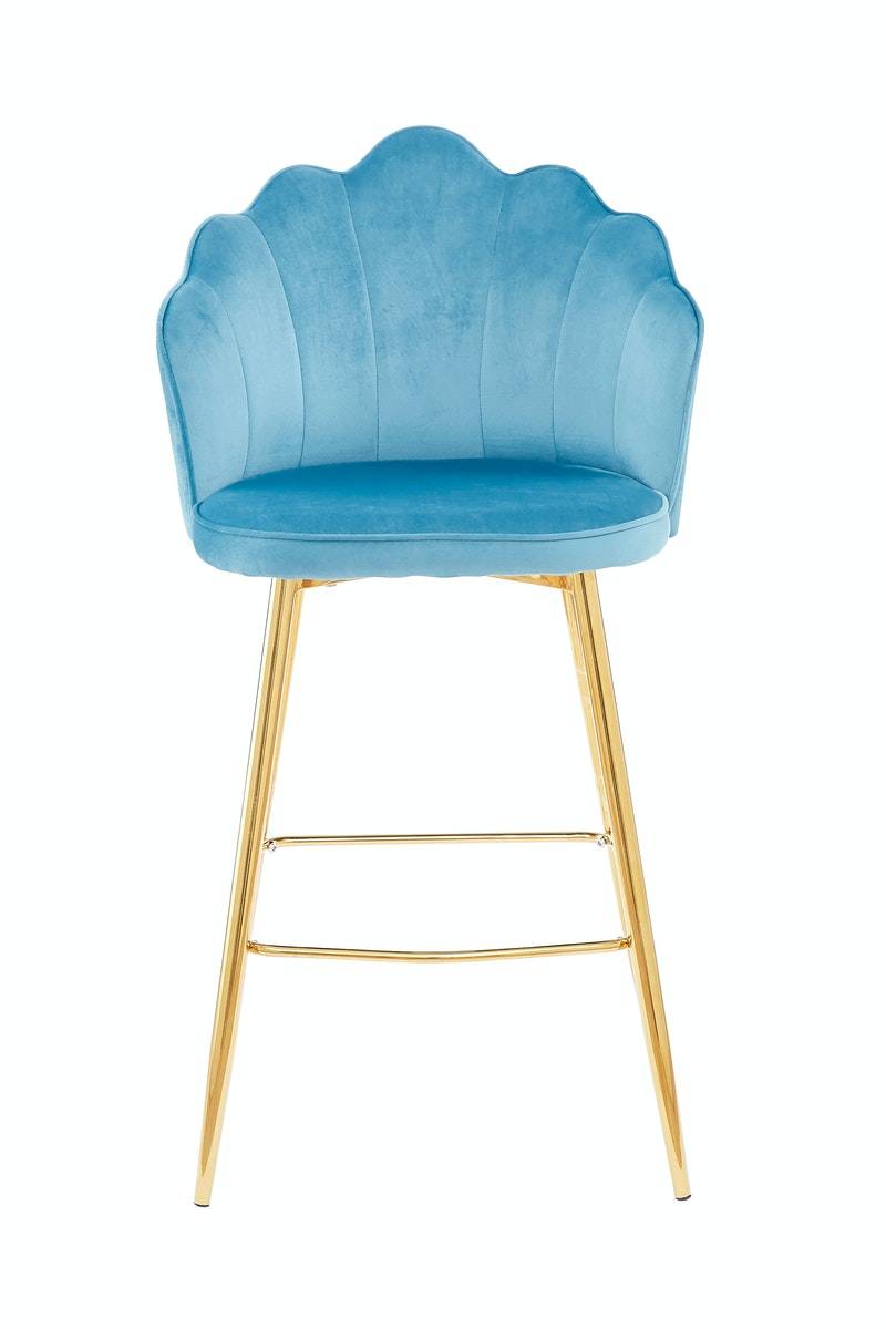 Salesfever Barhocker Blau Muscheldesign 2er Set aus Samt Arielle Osterangebot