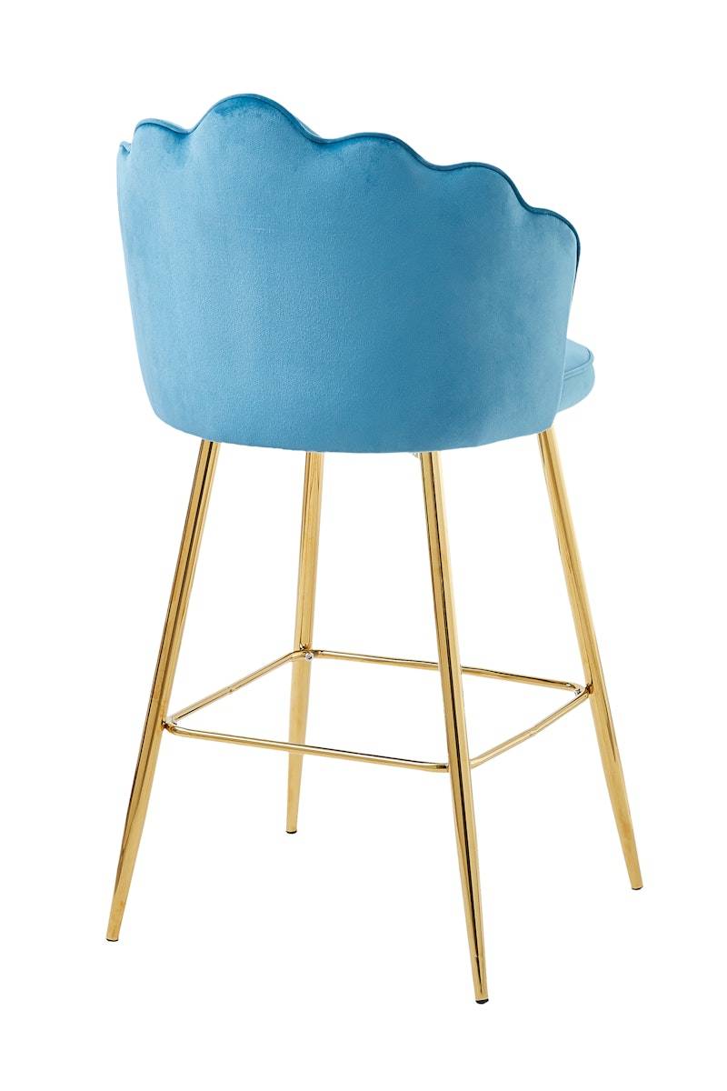 Salesfever Barhocker Blau Muscheldesign 2er Set aus Samt Arielle Osterangebot