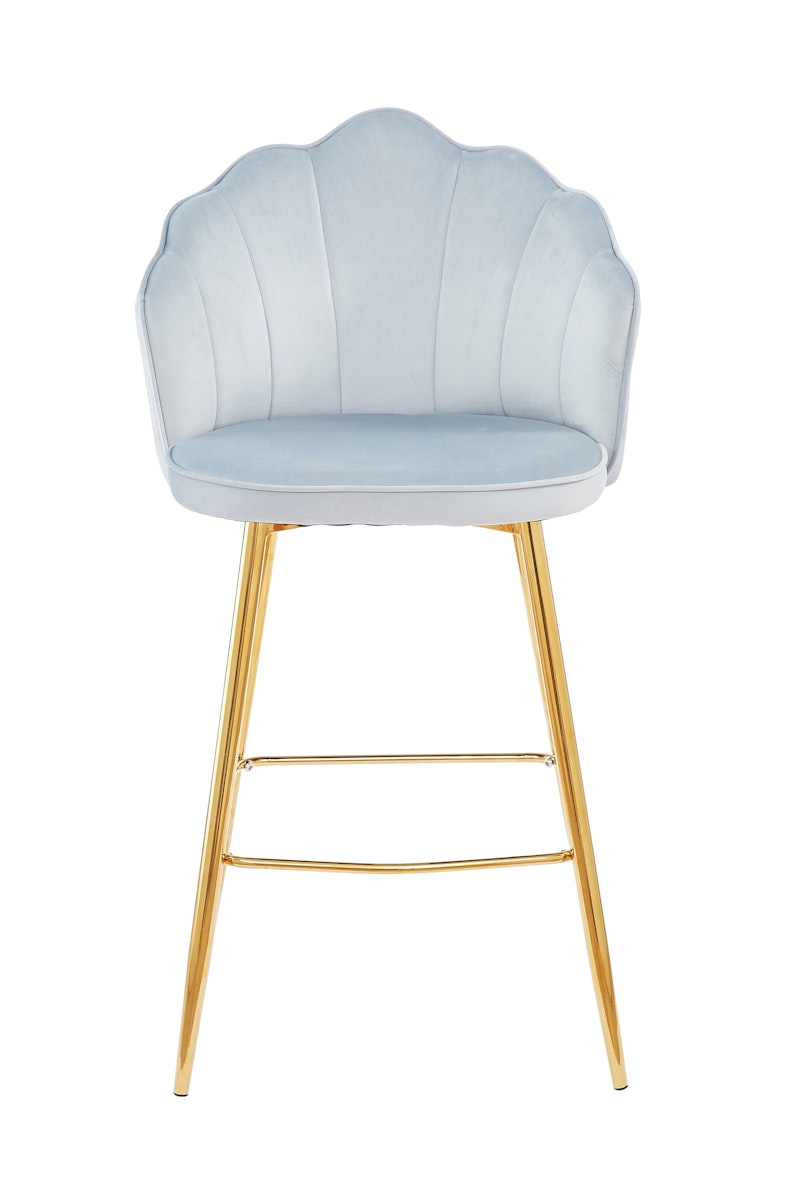 Salesfever Barhocker Hellgrau Muscheldesign 2er Set aus Samt Arielle Muttertagsangebot