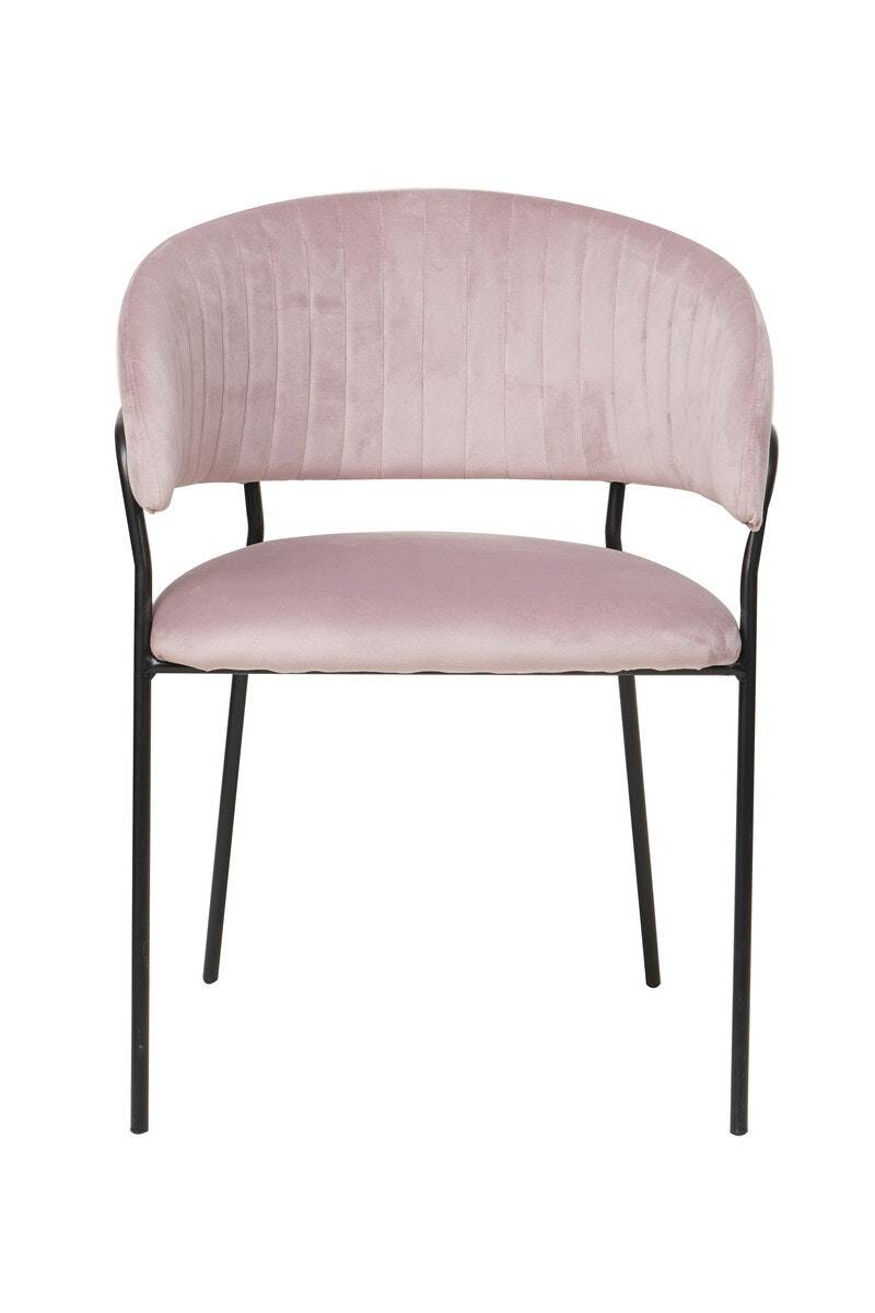 Salesfever Stuhl Rose & Schwarz Samt mit Rückensteppung Gestell Metall Pearl VIP-Rabatte