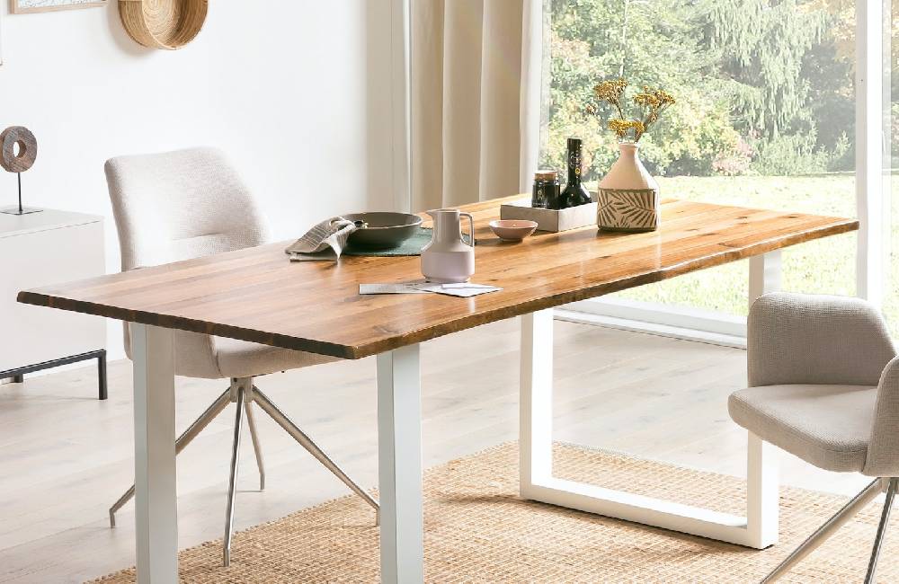 Salesfever Esstisch 140x80 cm Akazie 120x80 cm in U-Form Wesley Super Sparpreis