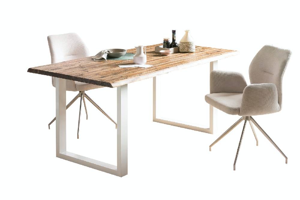 Salesfever Esstisch 140x80 cm 120x80 cm mit weiß lackiertem U-Gestell Wilson Bis zu 50% Rabatt